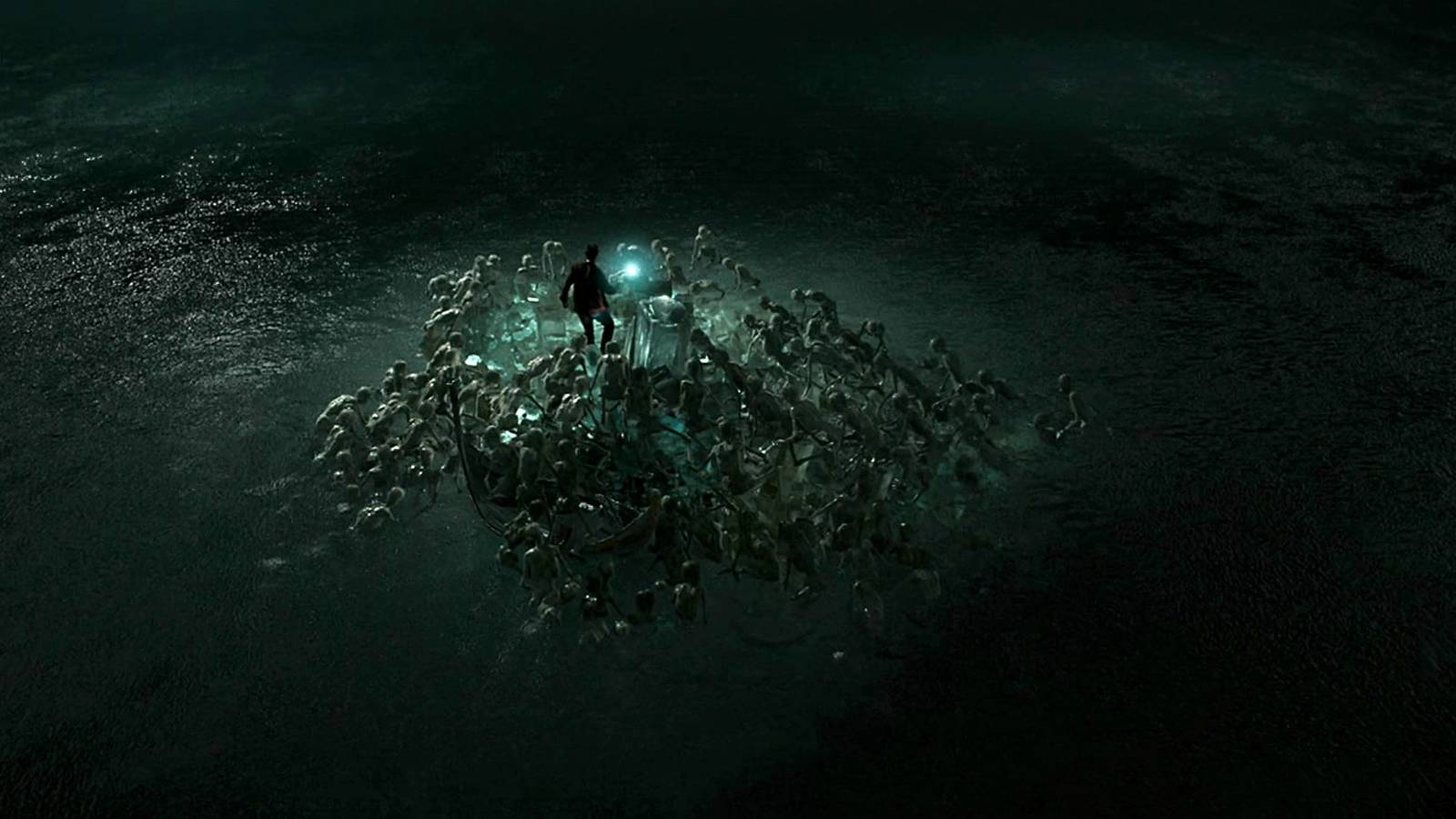 Harry Potter surrounded by Inferi