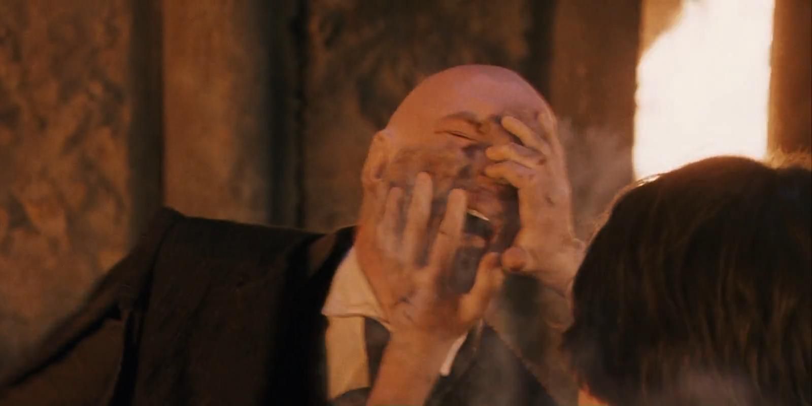 Harry's hands burning Quirrell