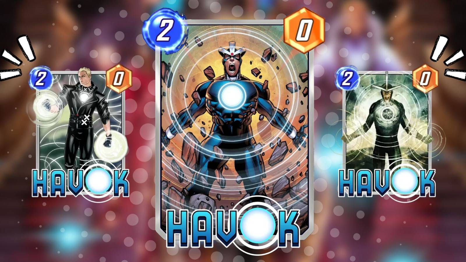 three havok variants in marvel snap.