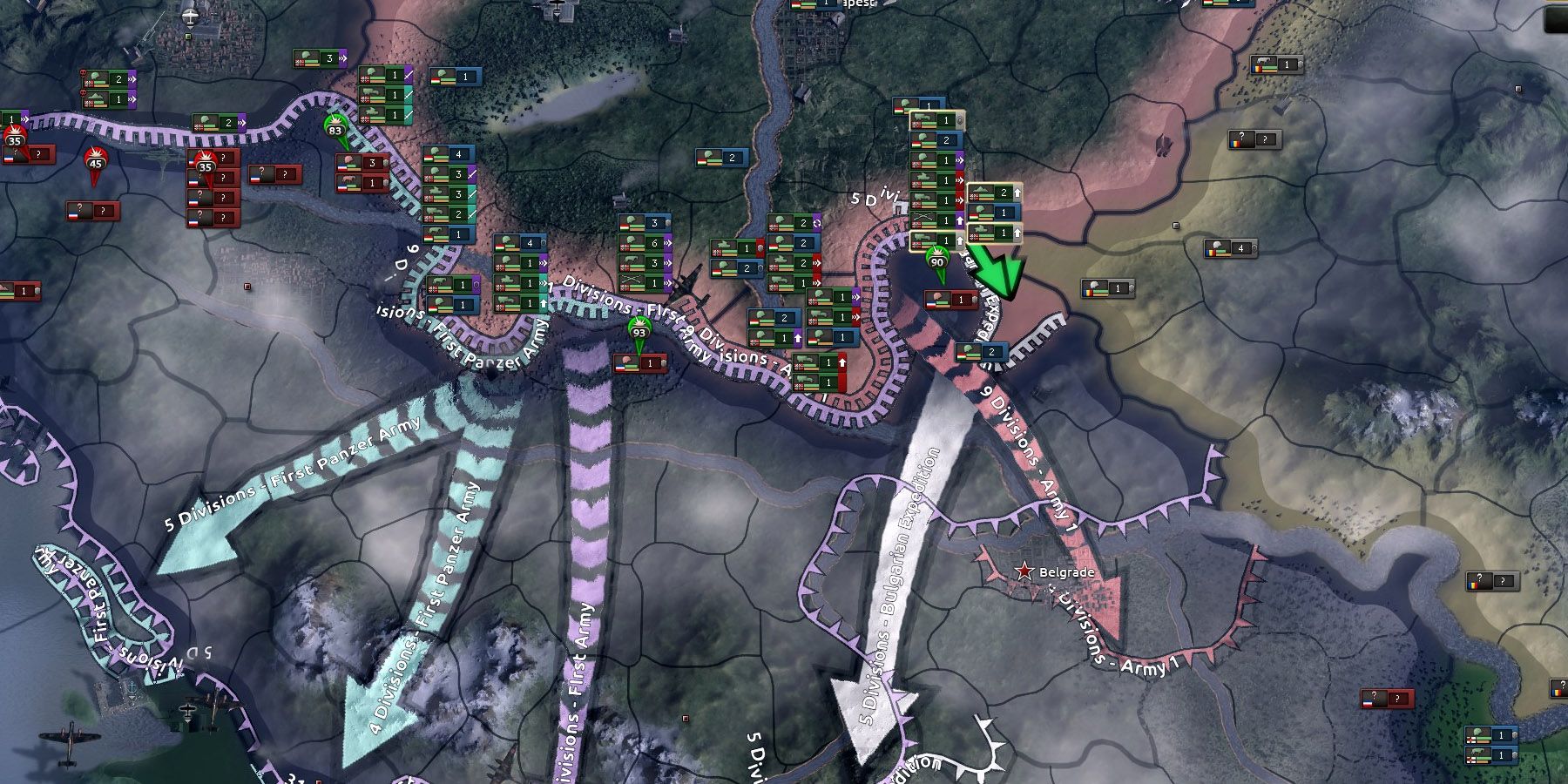 Hearts of Iron 4 gameplay showing war