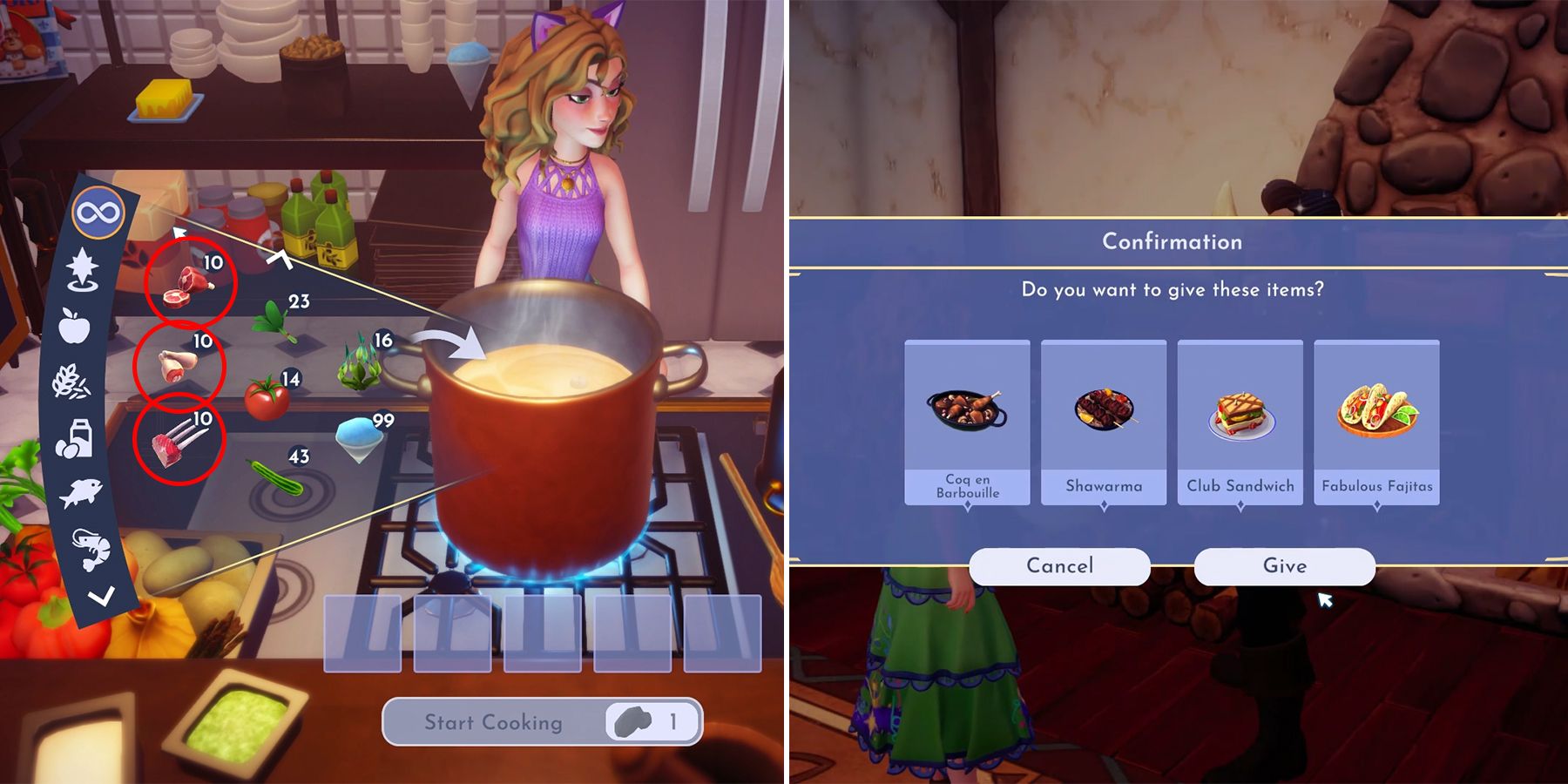 how to cook with meat in disney dreamlight valley