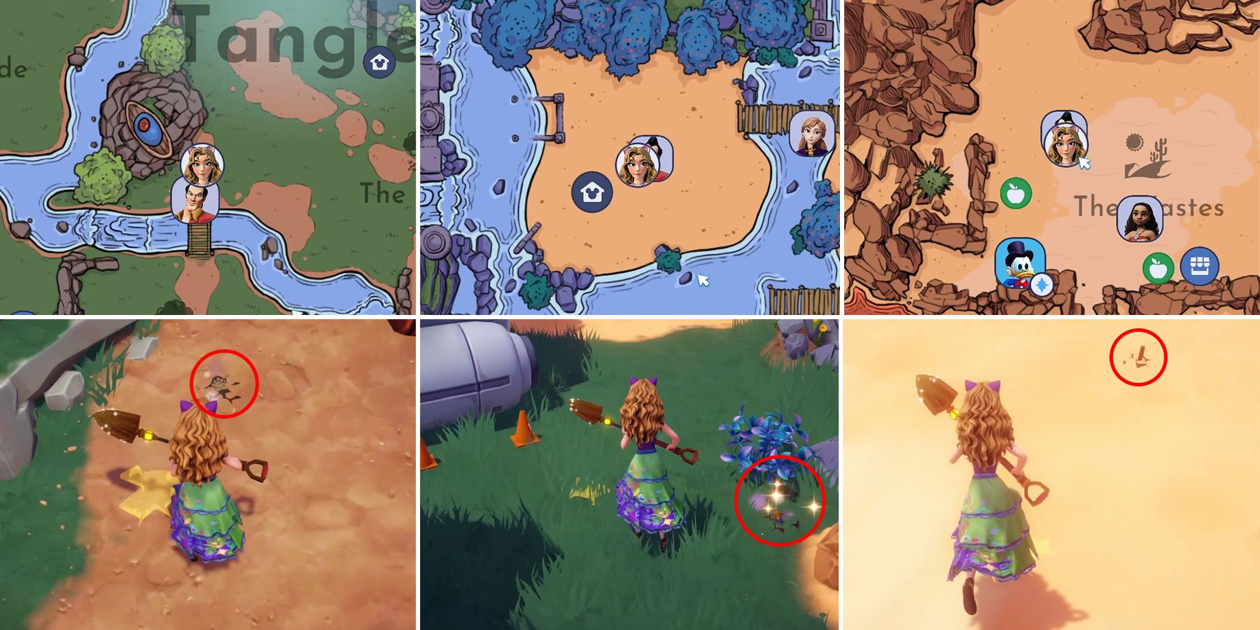 how to dig up treasures on each biome based on the memory in disney dreamlight valley