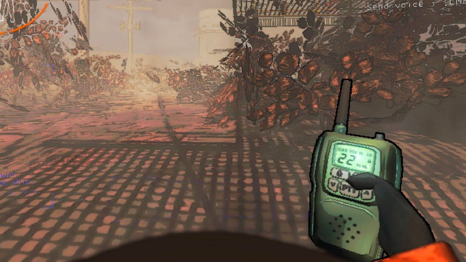 a player holding walkie-talkie in lethal company
