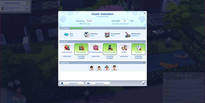 how to increase a residential unit rating in the sims 4 for rent
