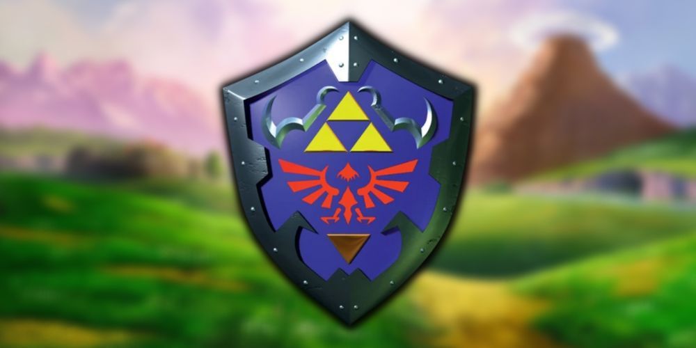 The Hylian Shield with the fourth Triforce piece, as seen in Ocarina Of Time.