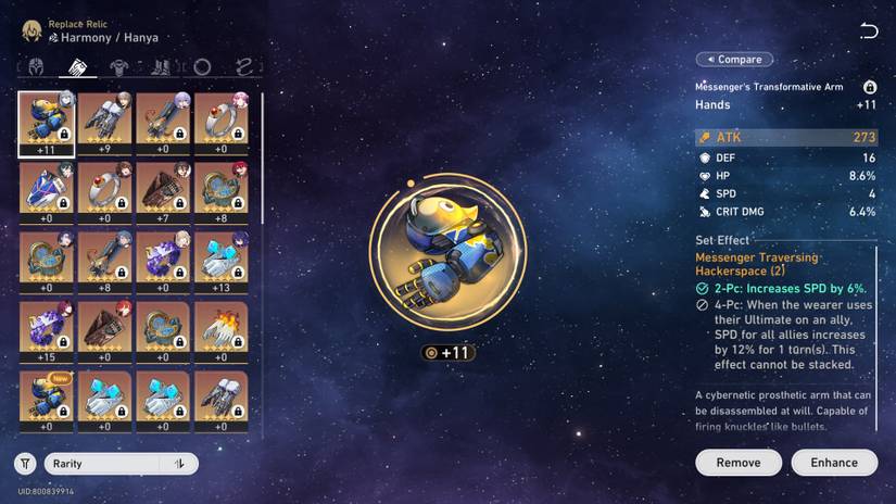 Glove piece from the Hackerspace set in Honkai: Star Rail