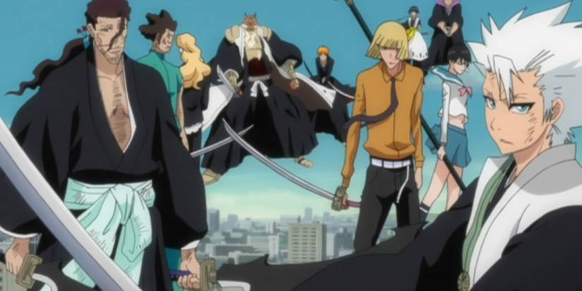 A bunch of characters holding swords from Arrancar: Downfall Arc