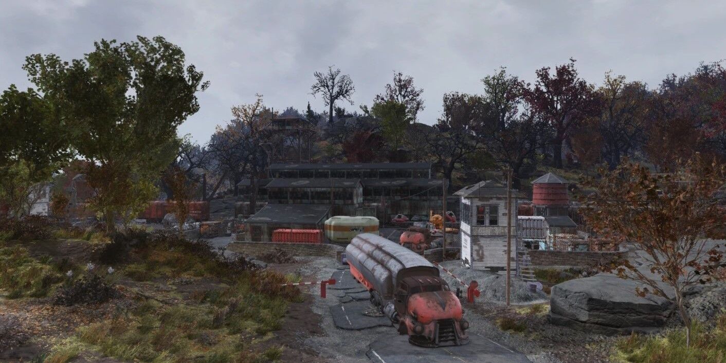 An image of the Morgantown Trainyard from the Fallout 76