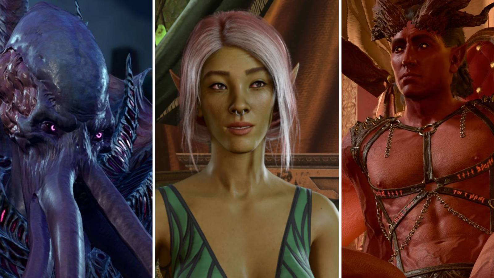 A grid showing The Emperor, a Wood elf, and Harleep in Baldur’s Gate 3