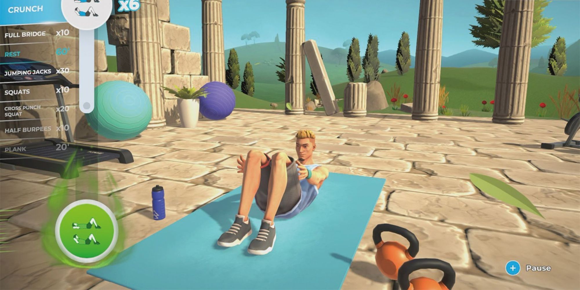 A player doing crunches in Let’s Get Fit
