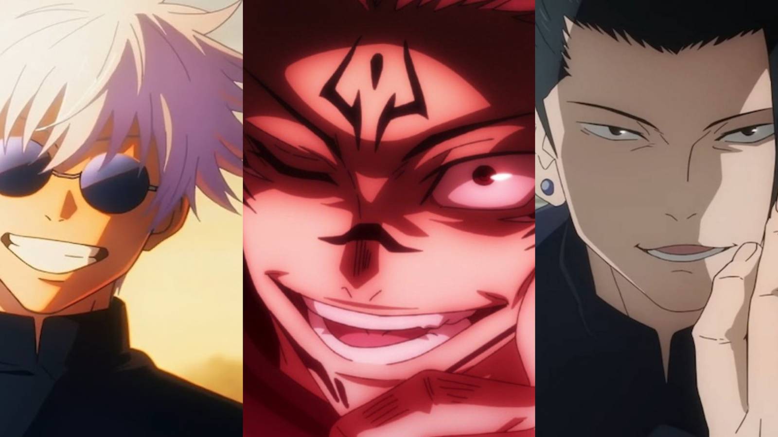Gojo, Sukuna, and Geto in Jujutsu Kaisen