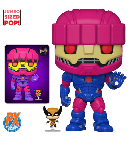 Jumbo Funko Pop! Sentinel and Wolverine Blacklight Chase