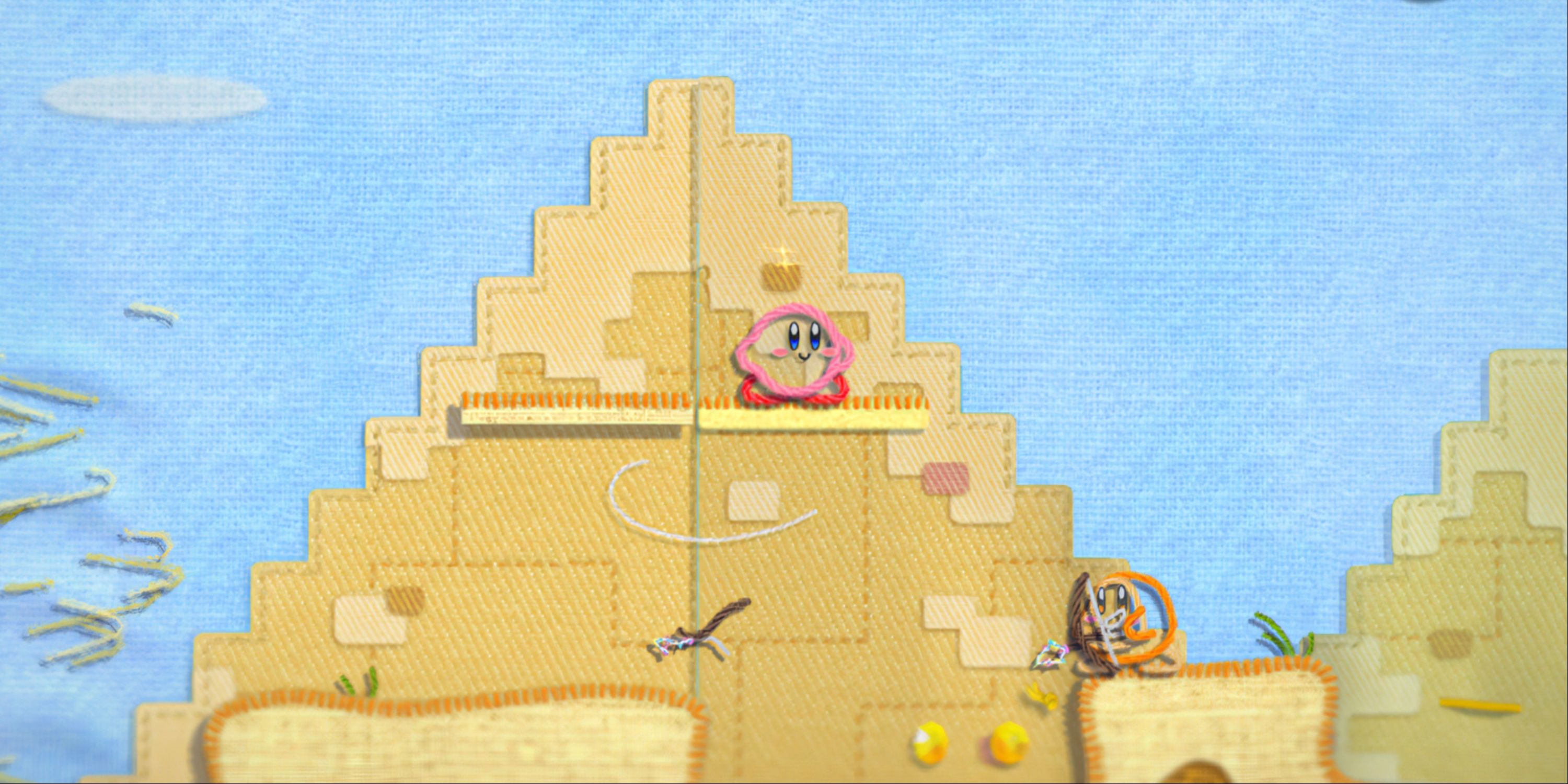 the pyramid sands level in Kirbys epic yarn