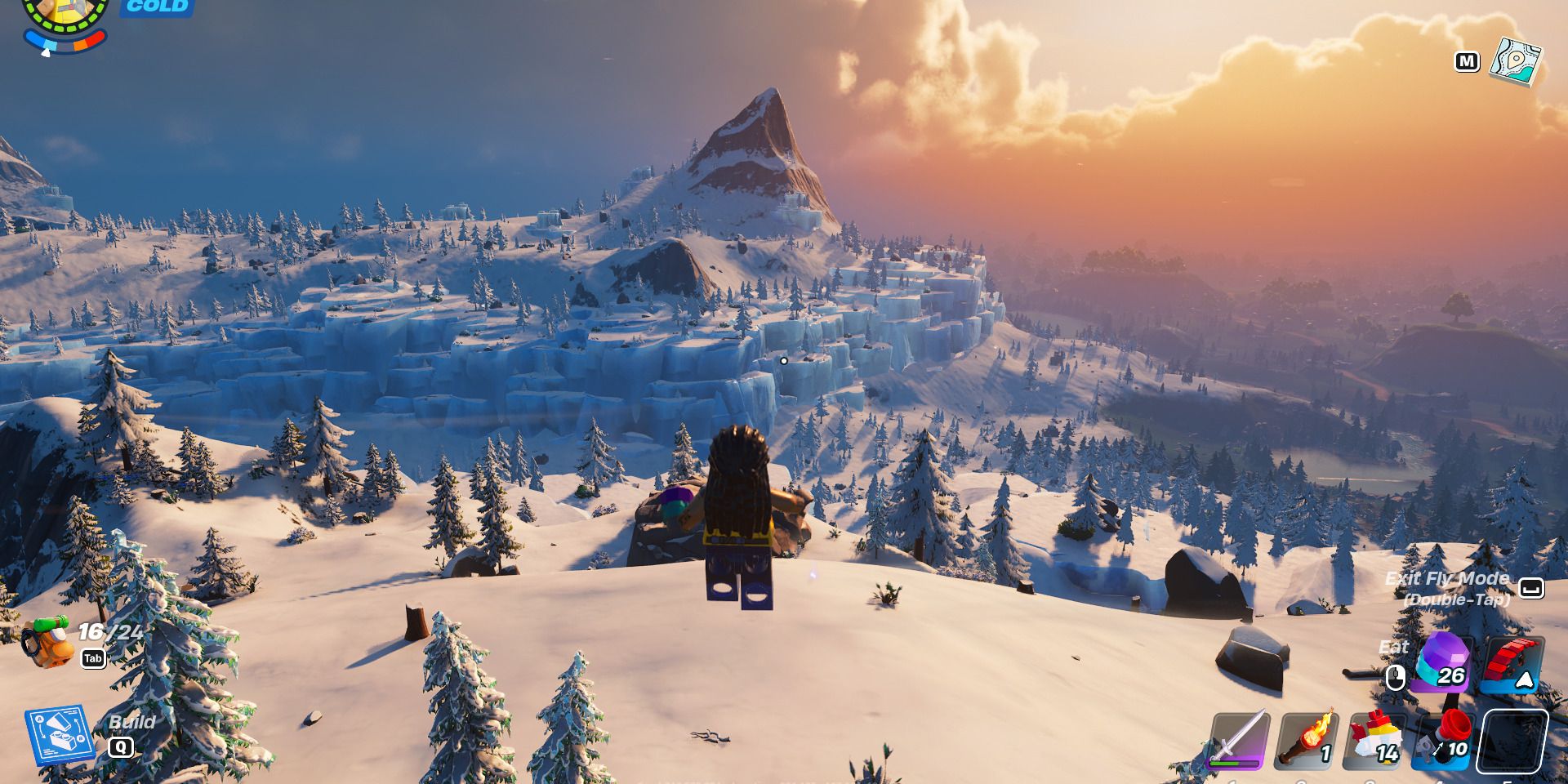 Image of a character within the Frostlands Biome in Lego Fortnite