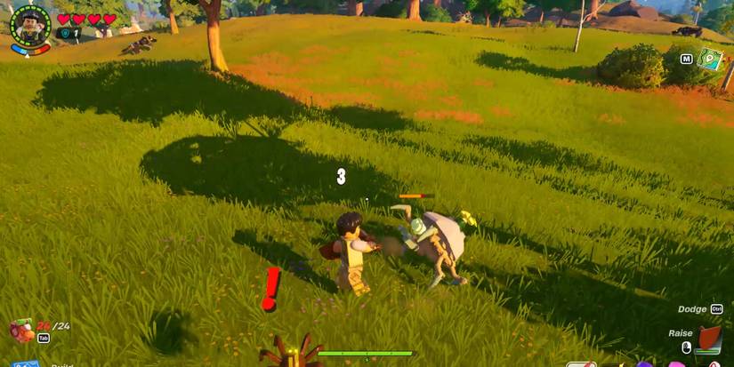 Image of a character attacking a Roller in Lego Fortnite