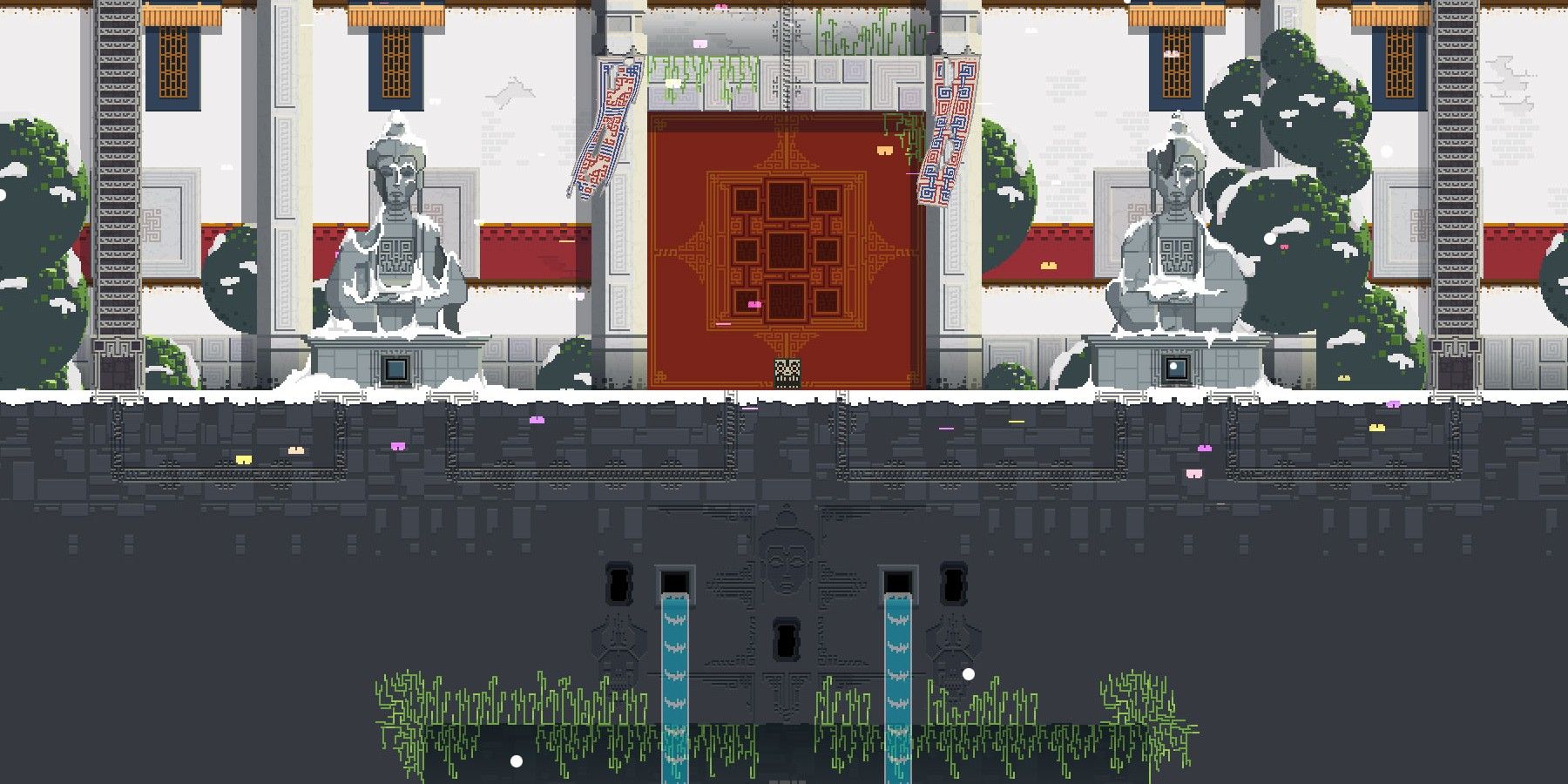 Mandagon gameplay display of classical eastern palace entrance