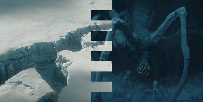 screenshot of one of Maldo Kreis' caverns, and a giant ice spider