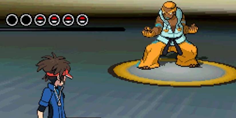 Trainer Nate facing Elite 4 Marshal in Pokemon Black 2 & White 2.