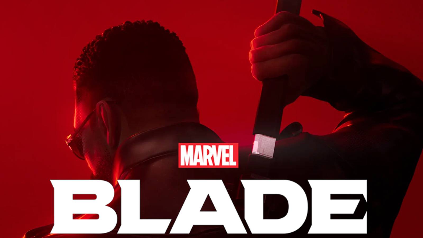 Marvel's Blaid announcement sword unsheathing artwork with game logo