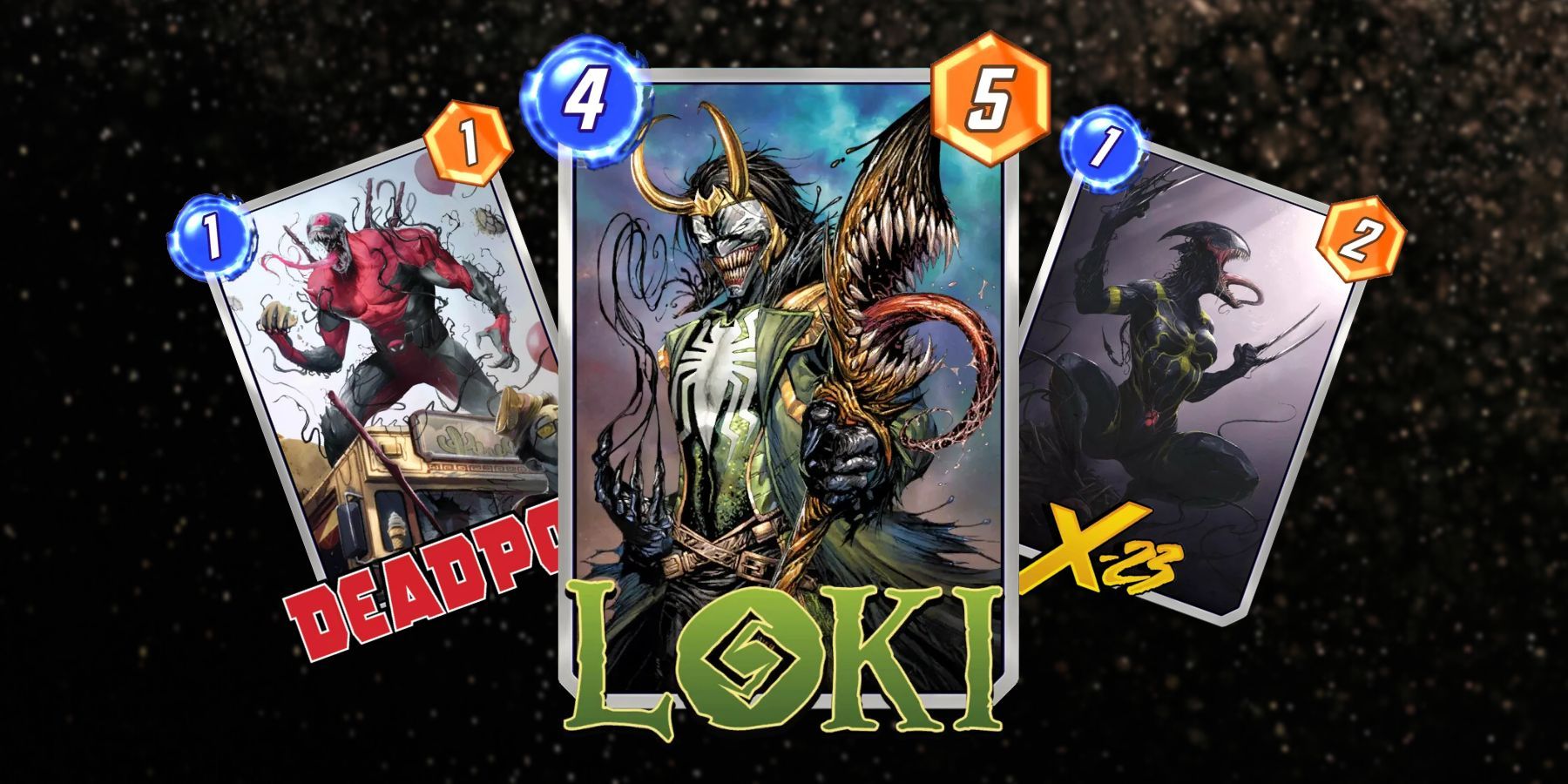 loki, deadpool, and x-23 venomized variants in marvel snap.