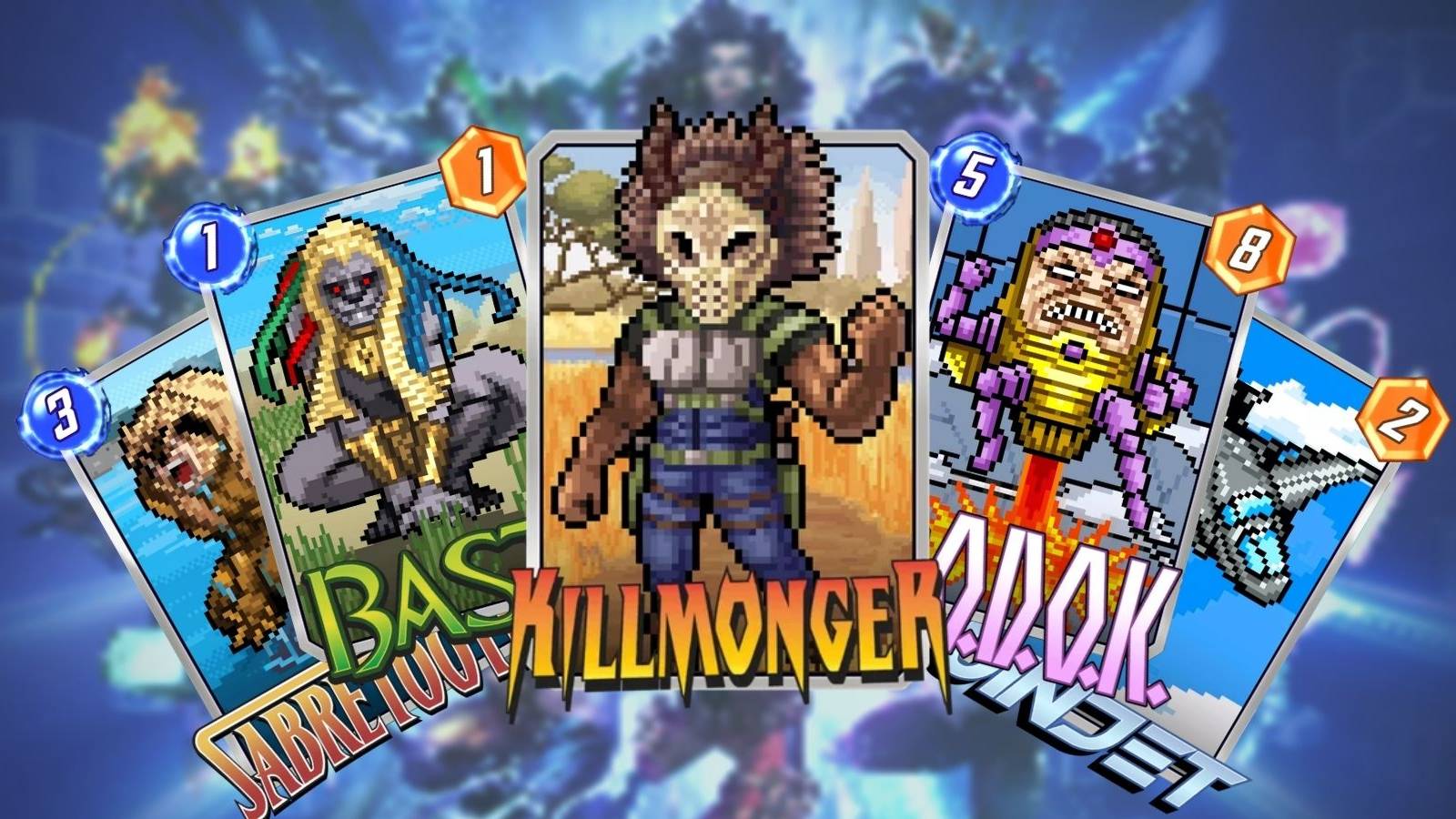 some pixel art variants in marvel snap.