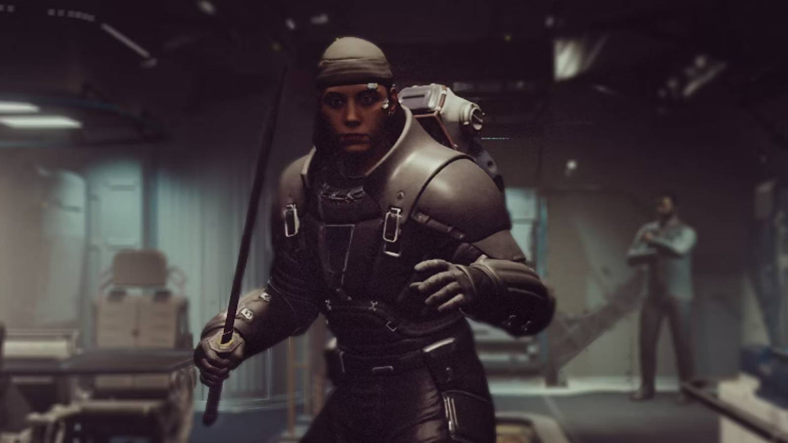 Starfield Player with Syndicate Enforcer Unique Melee Weapon