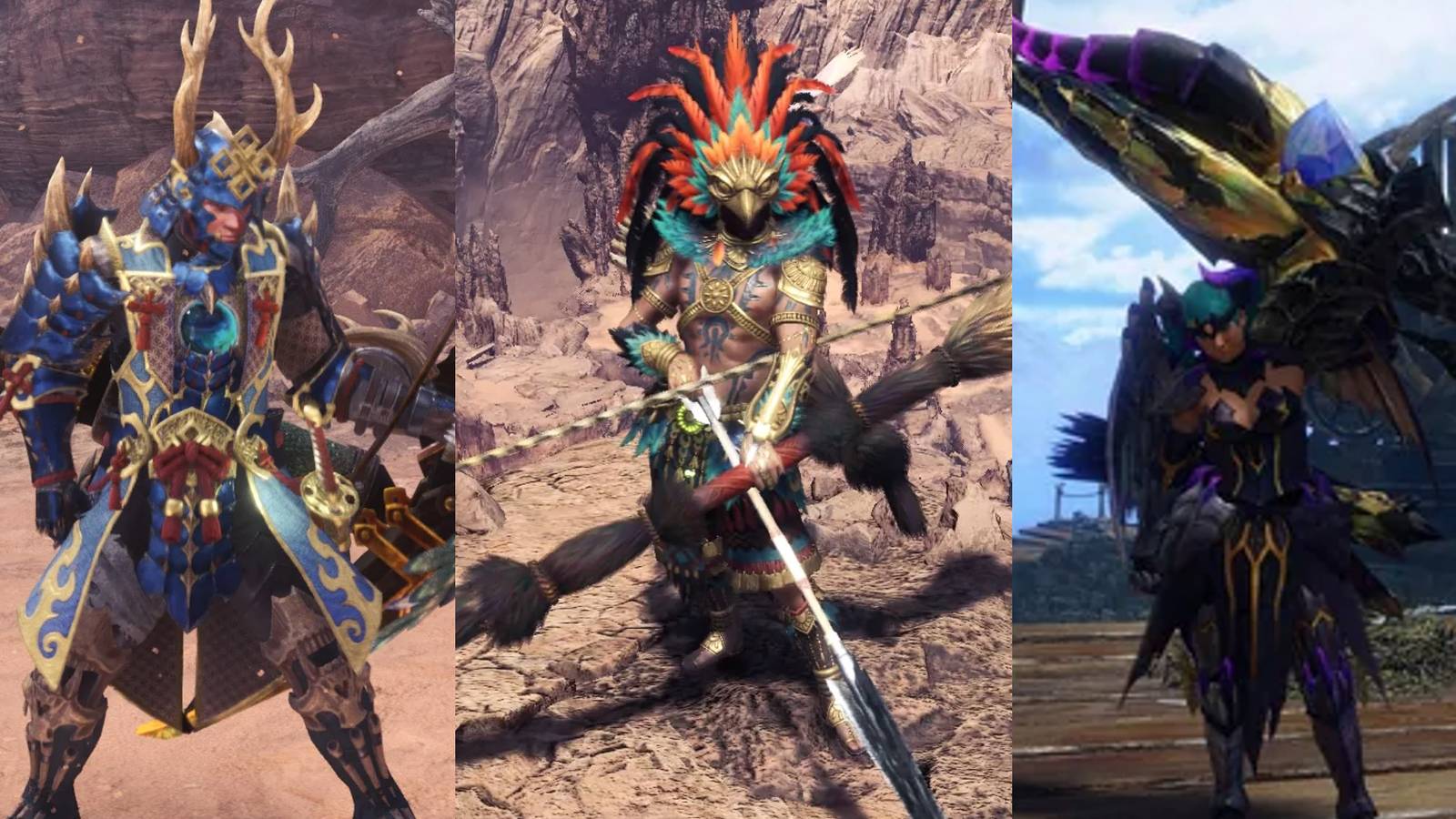 Bow user with armor; Bow user with the weapon drawn; Bow user posing