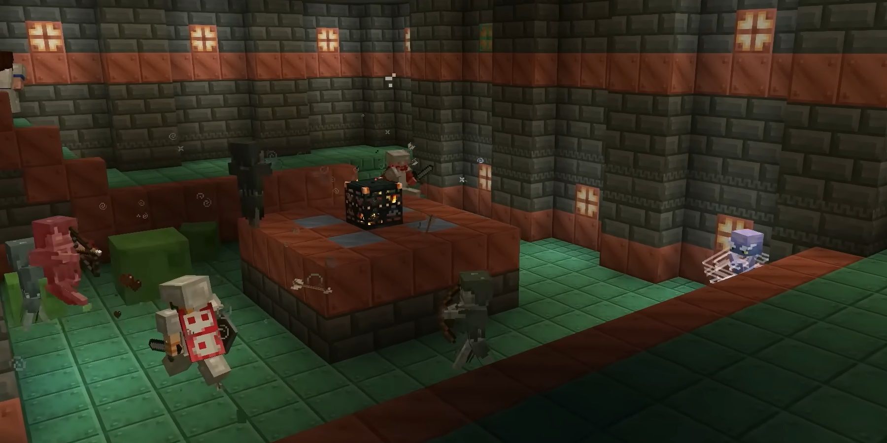 Minecraft Combat Against Mobs In A Trial Chamber