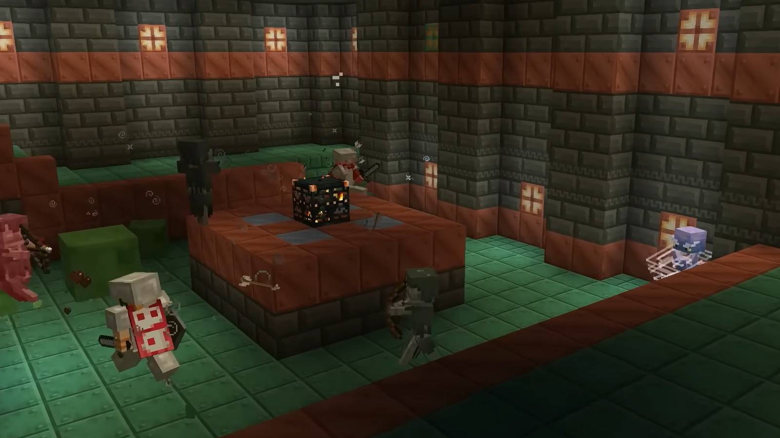 Minecraft Combat Against Mobs In A Trial Chamber