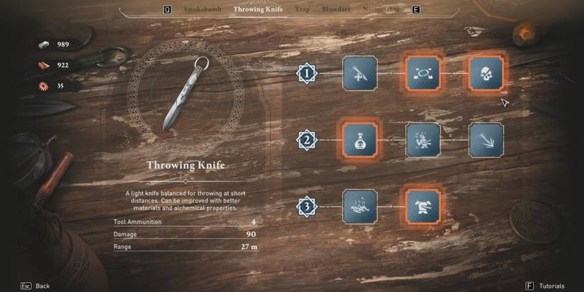 Assassin's Creed Mirage Throwing Knive upgrades