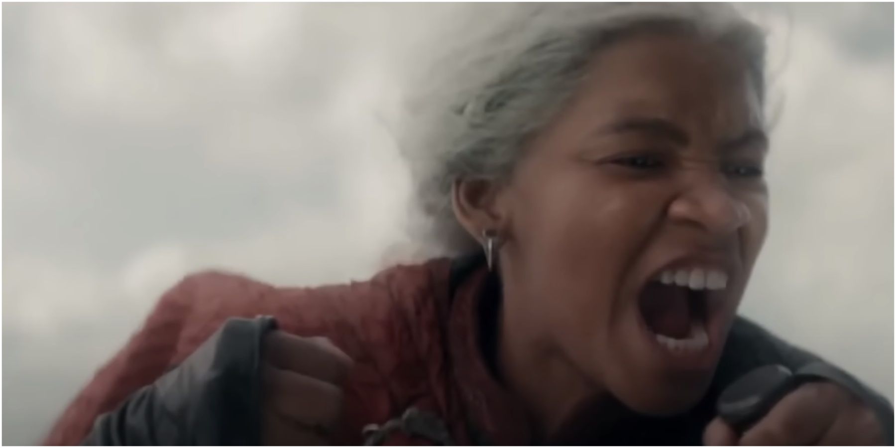 Lady Baela Targaryen screaming on dragonback in House of the Dragon Season 2 teaser trailer.