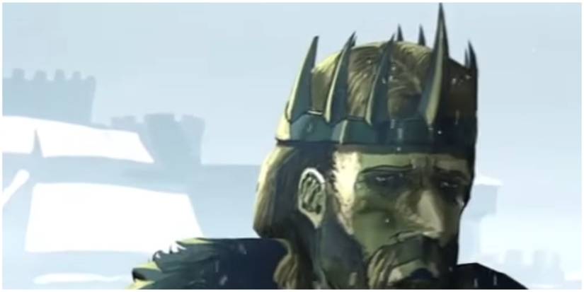 An illustration of King Torrhen Stark wearing the crown of the Kings of Winter in Game of Thrones lore.