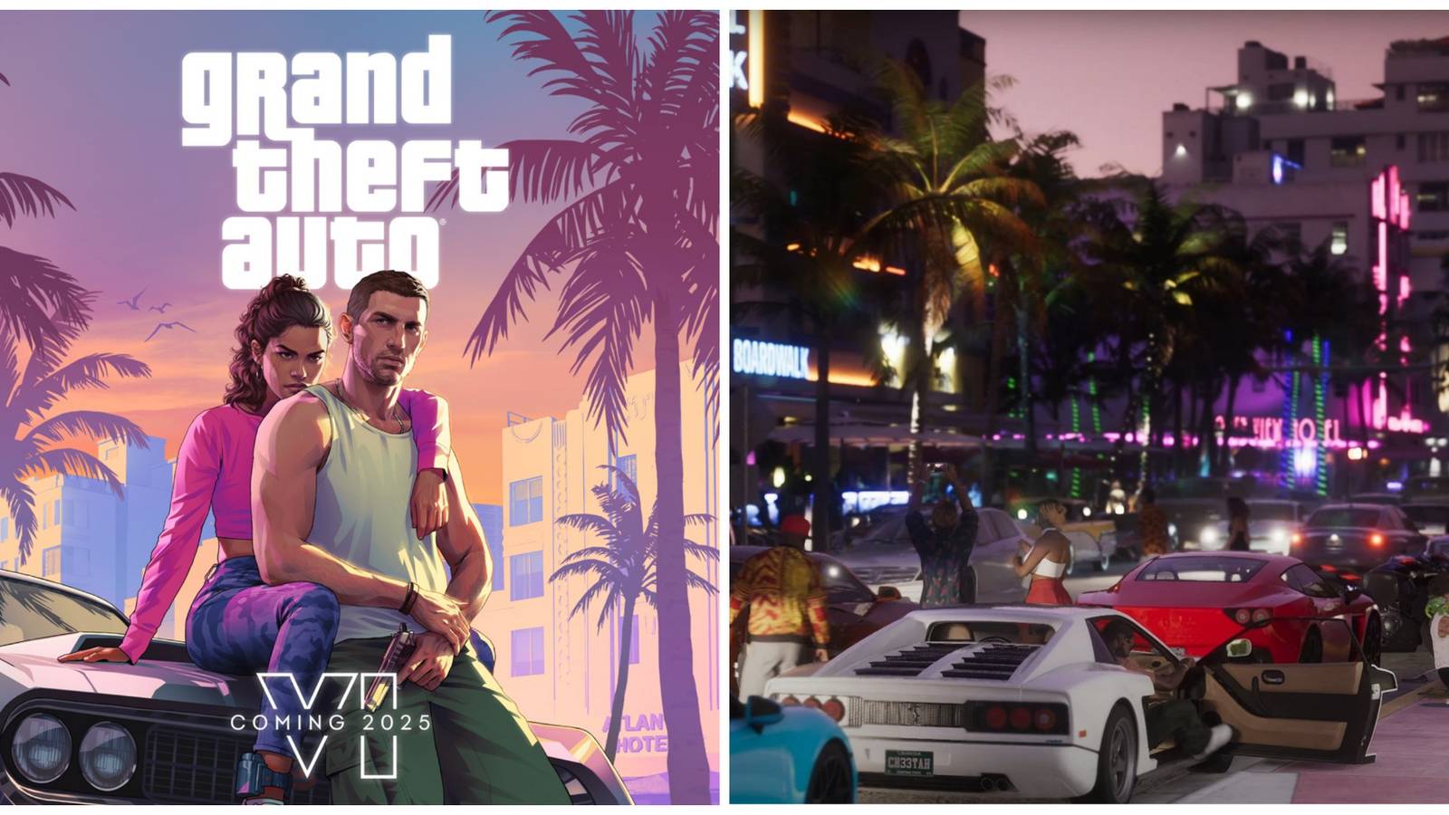 GTA 6 cover art & streets at night