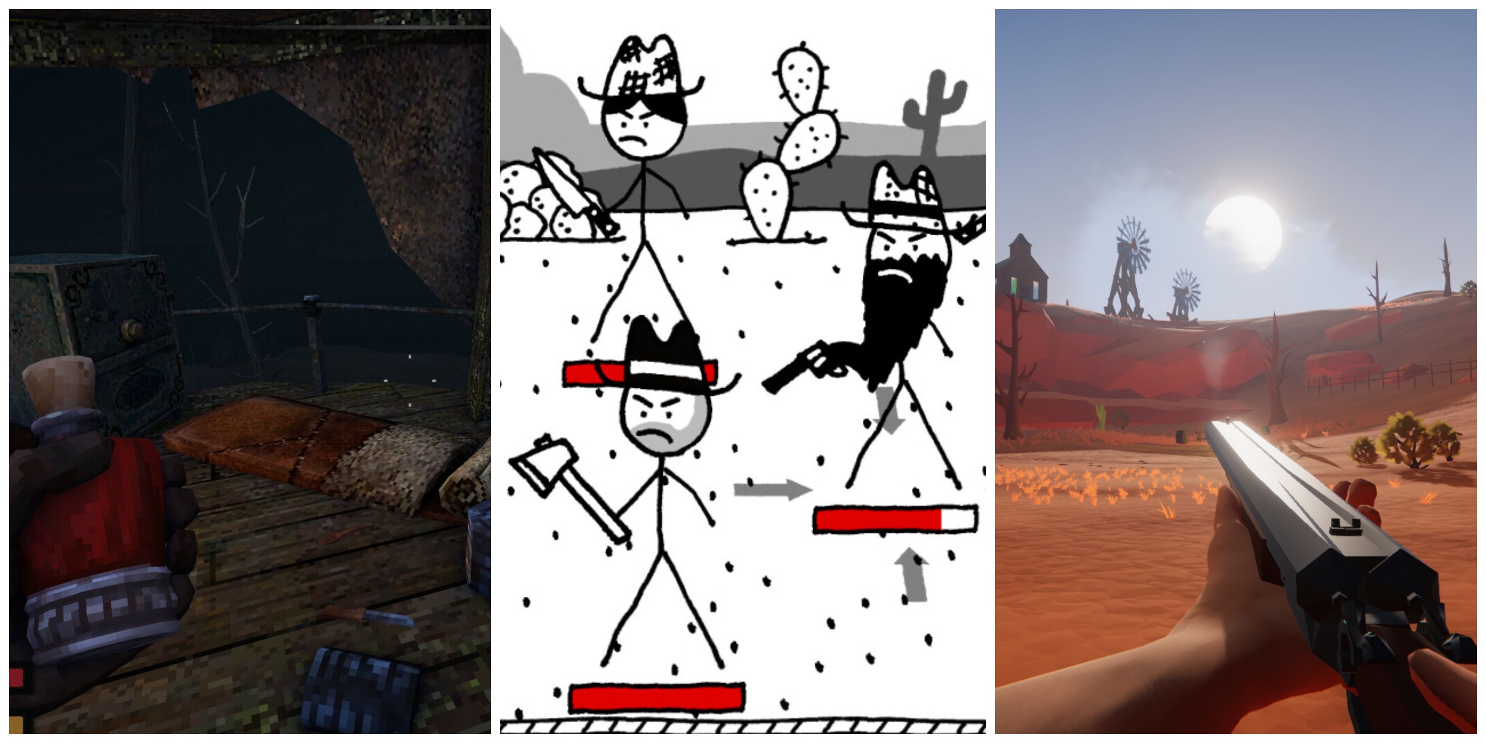 Best Wild West RPGs (Featured Image) - Blood West + West Of Loathing + Wild West And Wizards