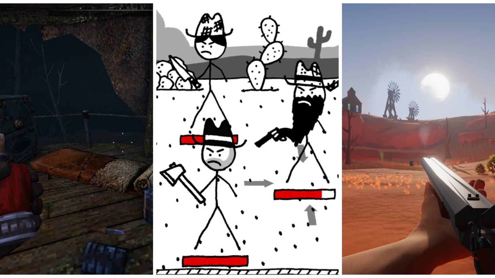 Best Wild West RPGs (Featured Image) - Blood West + West Of Loathing + Wild West And Wizards