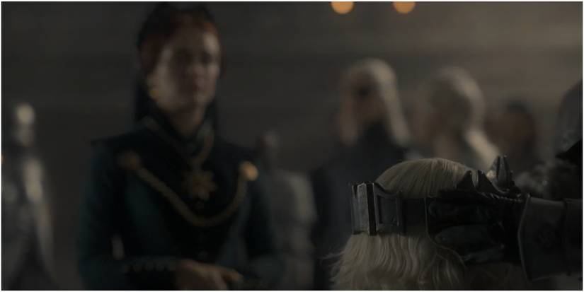 Alicent Hightower at Aegon's coronation in House of the Dragon.