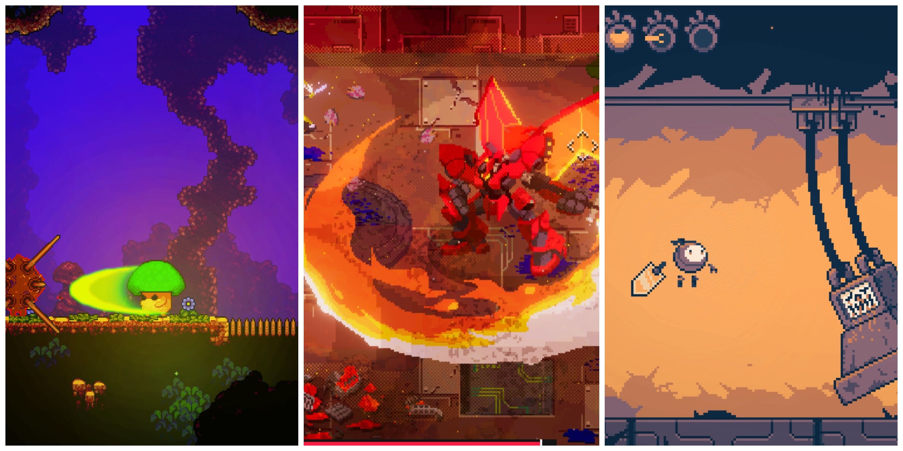 Best Indie Metroidvania Games (Featured Image) - Lone Fungus + Unsighted + Haiku, The Robot