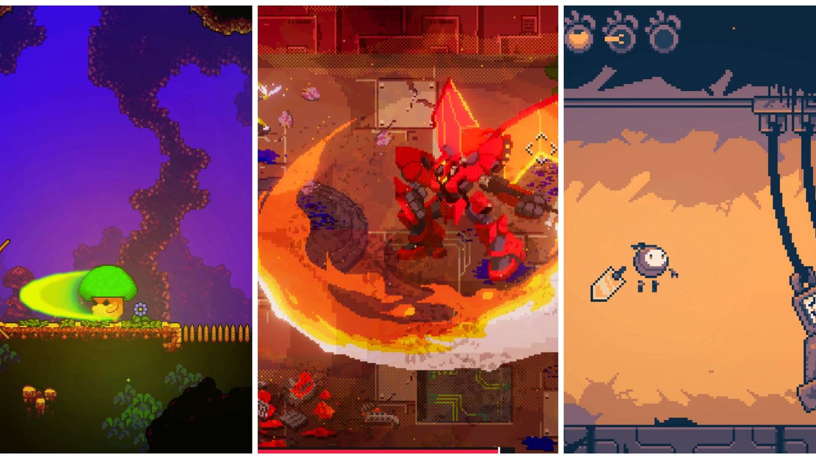 Best Indie Metroidvania Games (Featured Image) - Lone Fungus + Unsighted + Haiku, The Robot