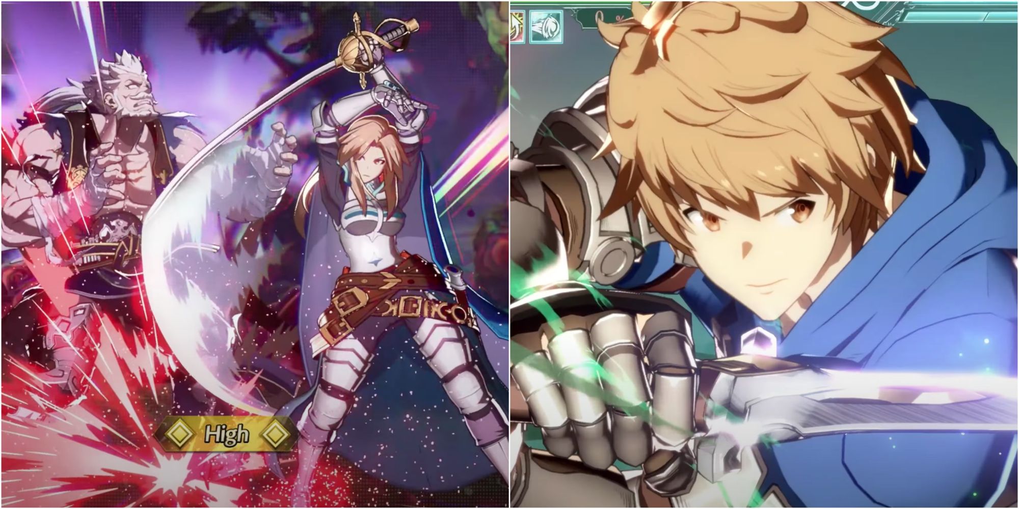 Fighters attacking each other with swords in Granblue Fantasy Versus: Rising 
