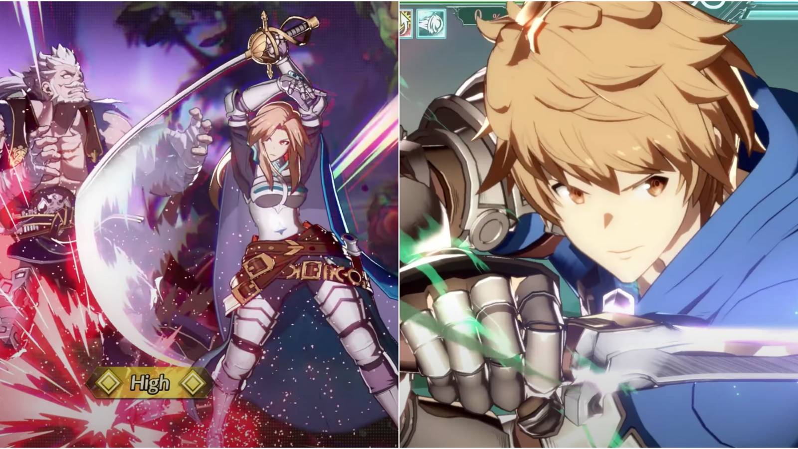 Fighters attacking each other with swords in Granblue Fantasy Versus: Rising 