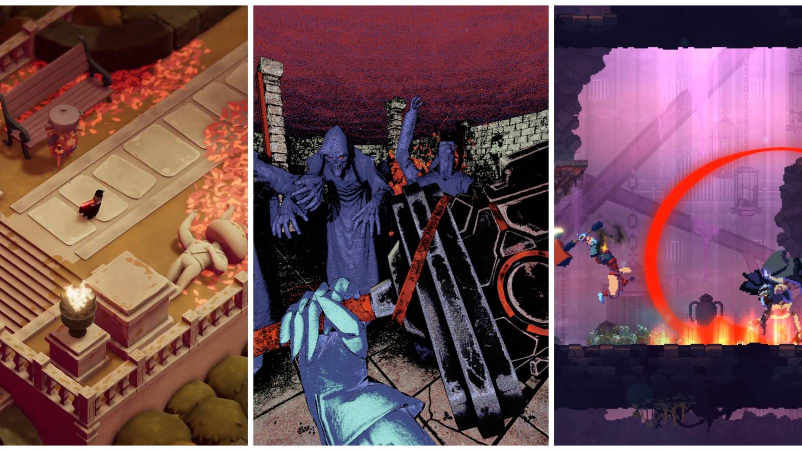Best Hack And Slash Indie Games (Featured Image) - Death's Door + Mortal Sin + Dead Cells
