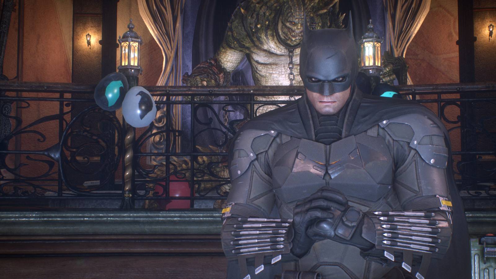robert pattinson batman outfit in batman arkham knight