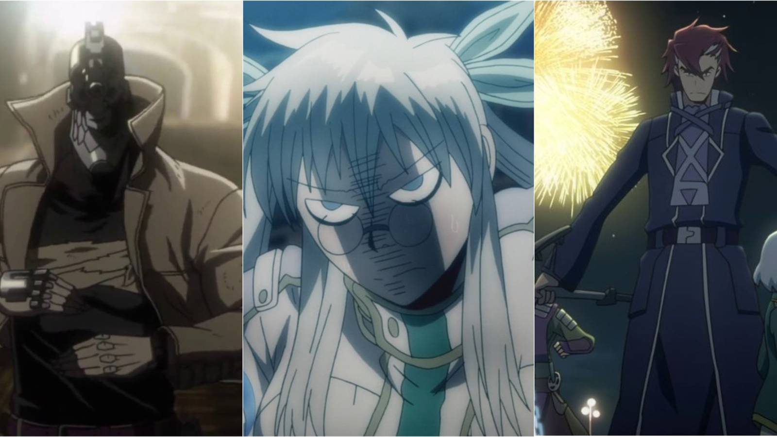 A feature image of characters from Drifters, No Guns Life, and Log Horizon.