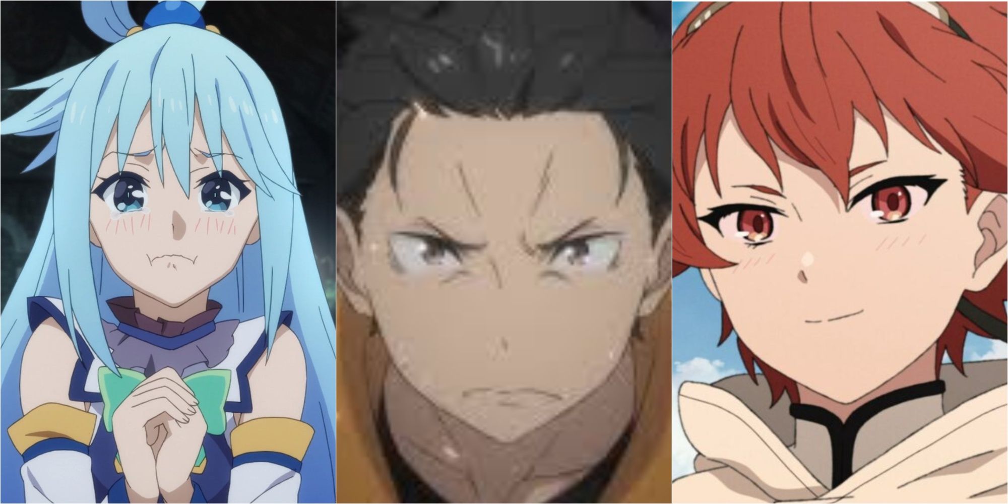 A feature image of characters from Mushoku Tensei, Konosuba, and Re: Zero-Starting Life In Another World