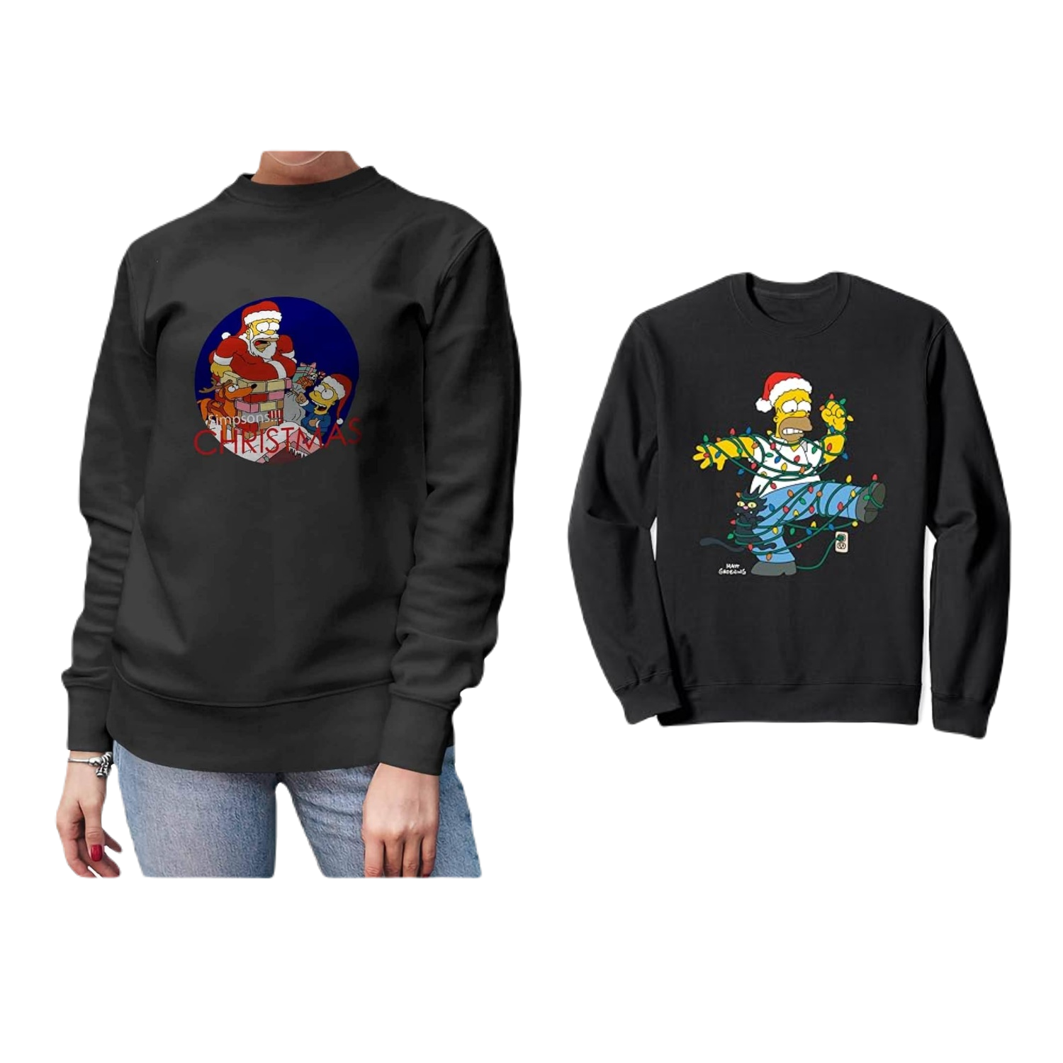 The Simpsons Homer and Snowball Tangled Holiday Sweatshirt