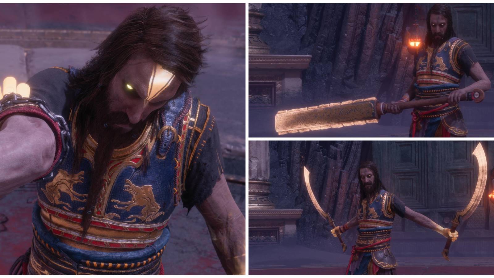 tyr from god of war ragnarok with distinct weapons from different cultures