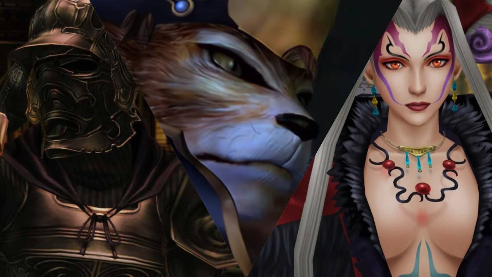 a collage of 3 square enix villains