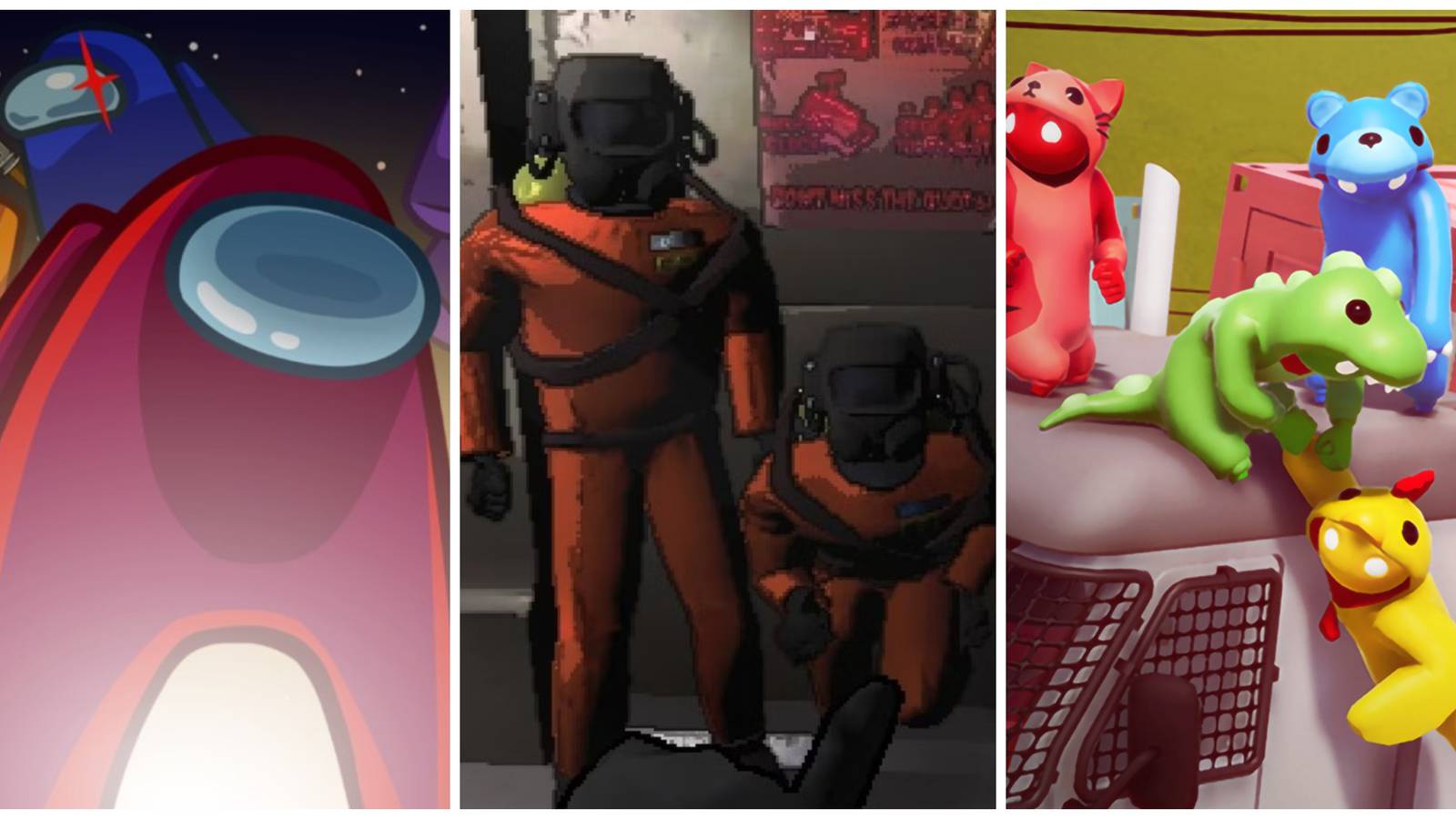 among us, lethal company, gang beasts