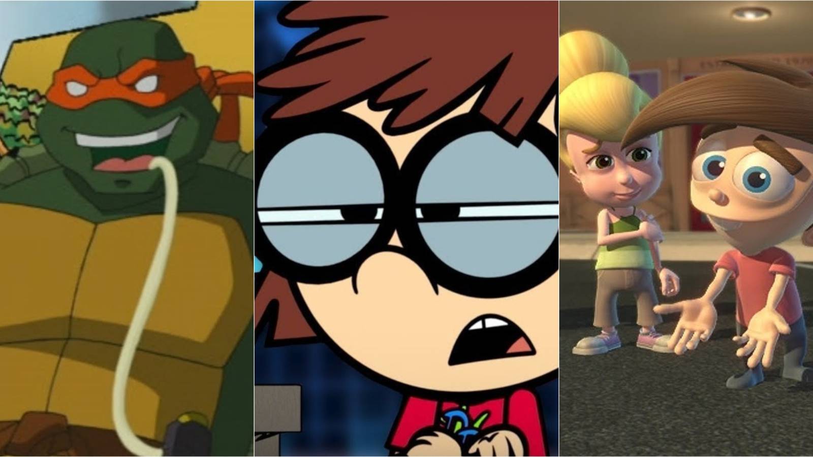 A feature image of a Teenage Mutant Ninja Turtle, a character from the Loud House, and Timmy Turner from the Jimmy Timmy Power Hour Trilogy