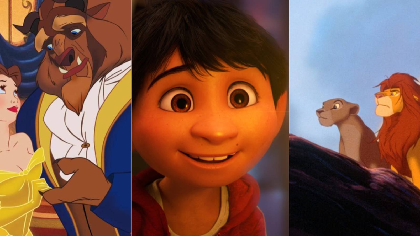 Beauty and the Beast, Coco, Lion King Collage